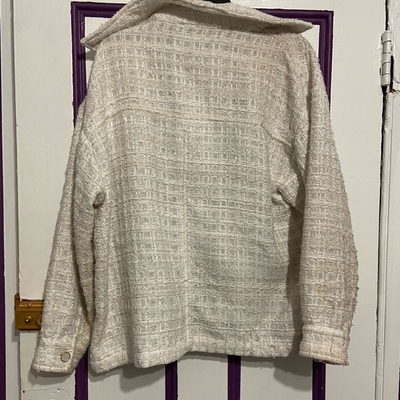 ZARA Off-White Textured Tweed Button-Up Jacket – Size M - Picture 5 of 12